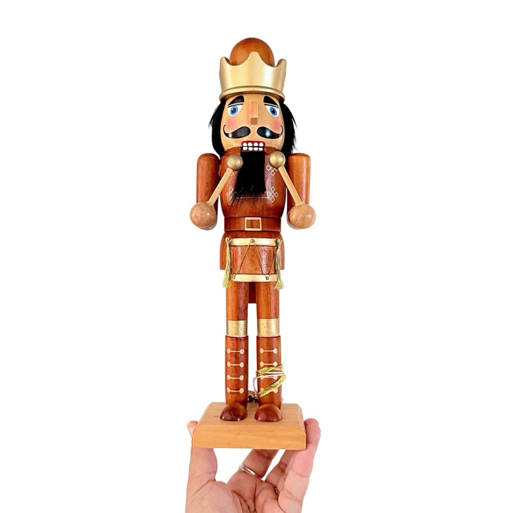 Ridgefield Home Brown Wooden Drummer Christmas Nutcracker with Gold Accents